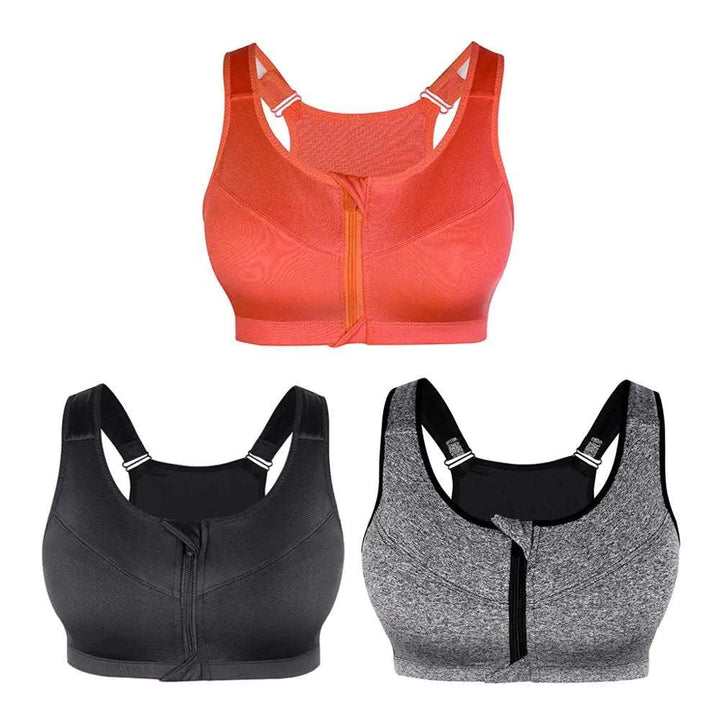 Zipper Front Closure Sports Bra