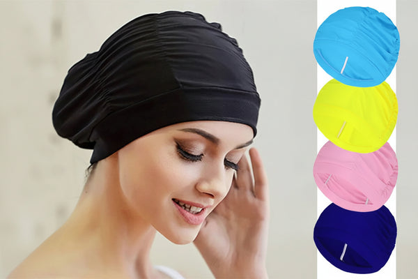 aquagrace luxe swim cap for women printed modest swim cap front view