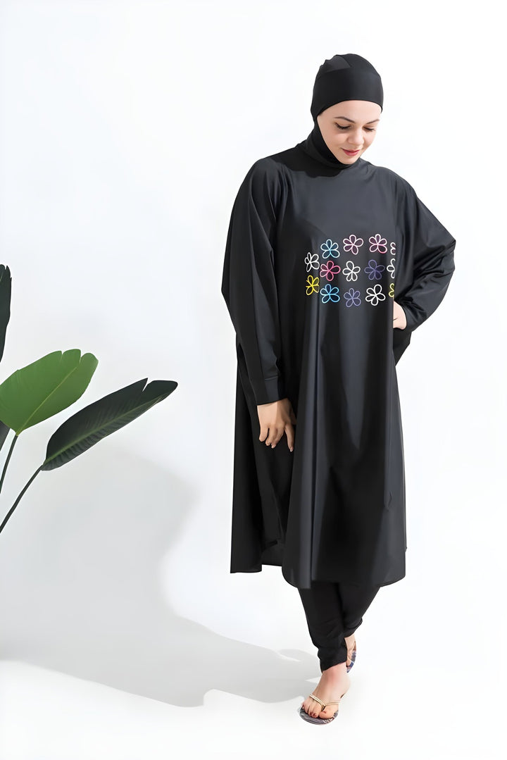 black modest swimwear muslim girl wearing