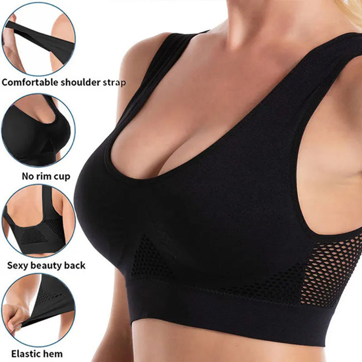 black sports bra with breathable 