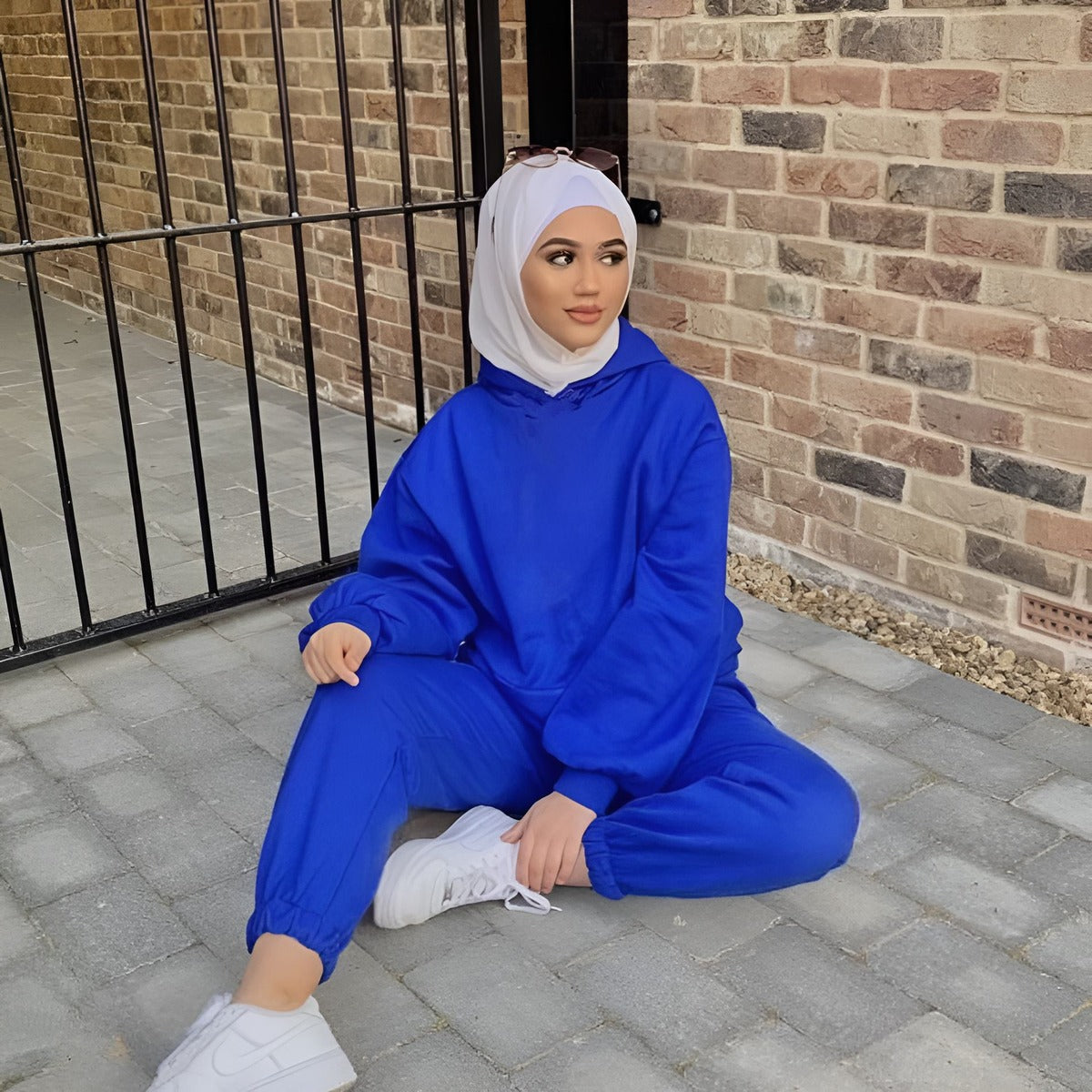 blue fleece modest tracksuit