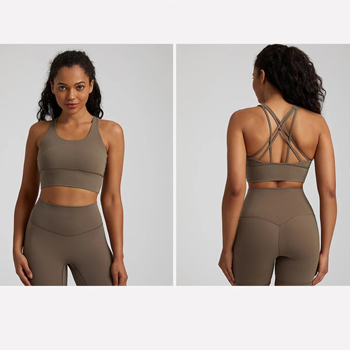 brown sports bra and leggings set