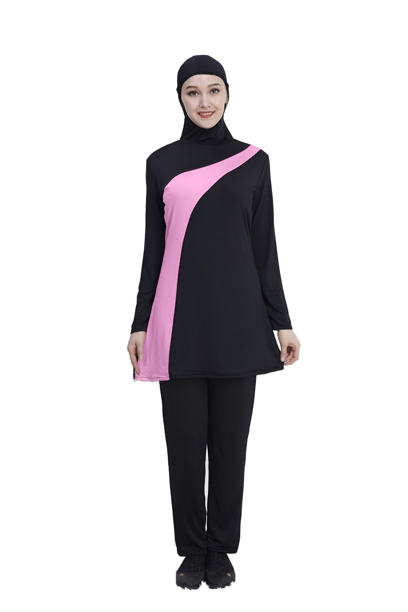 cute Women's Islamic Hooded Swimwear black 