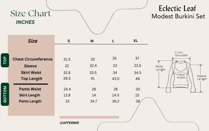 eclectic lead modest burkini set size chart