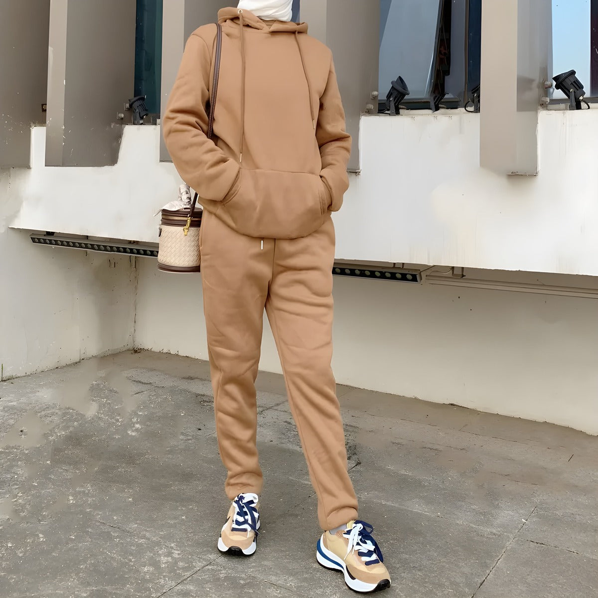 fleece modest tracksuit brown