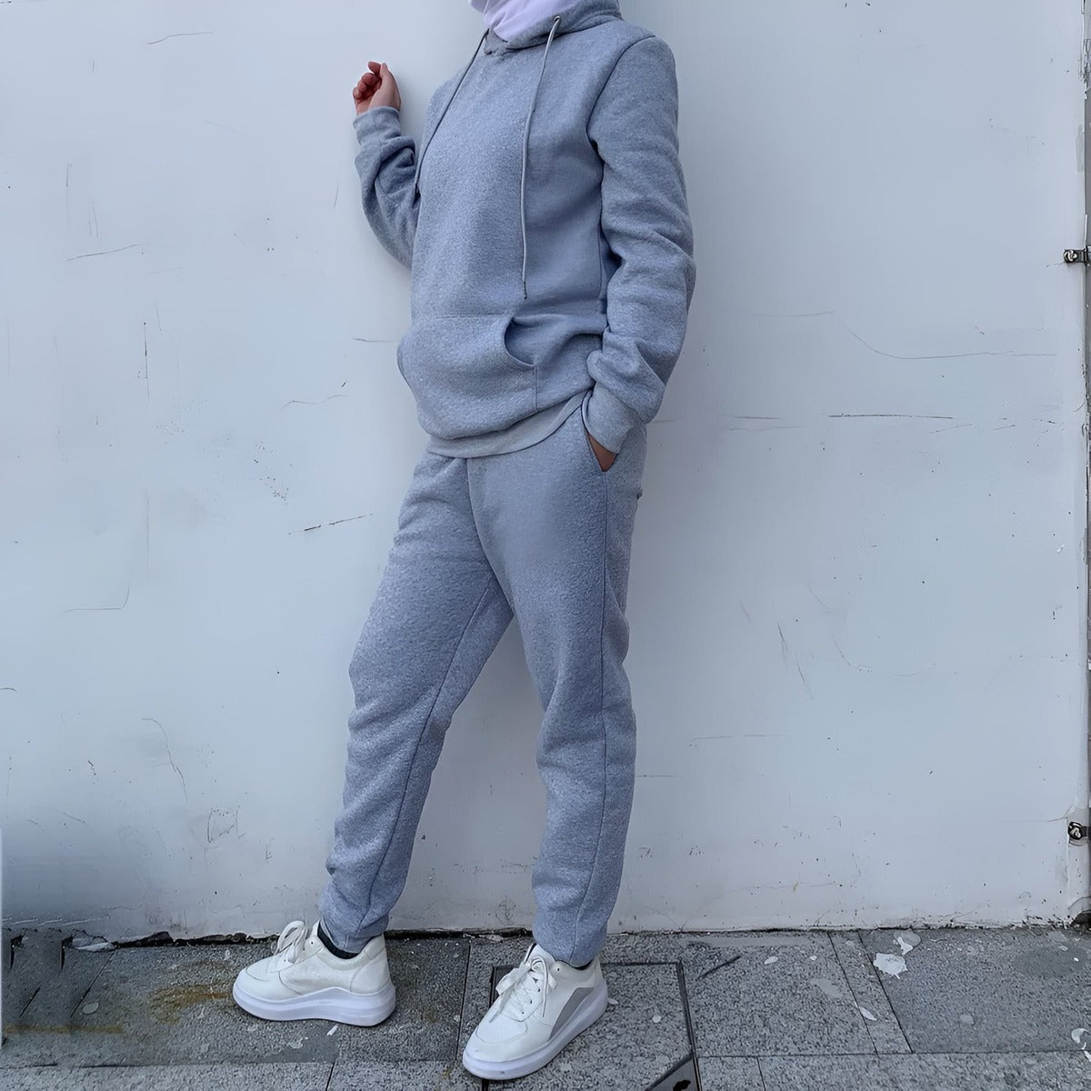 fleece modest tracksuit gray