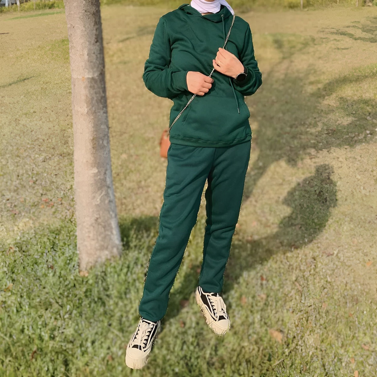 fleece modest tracksuit green