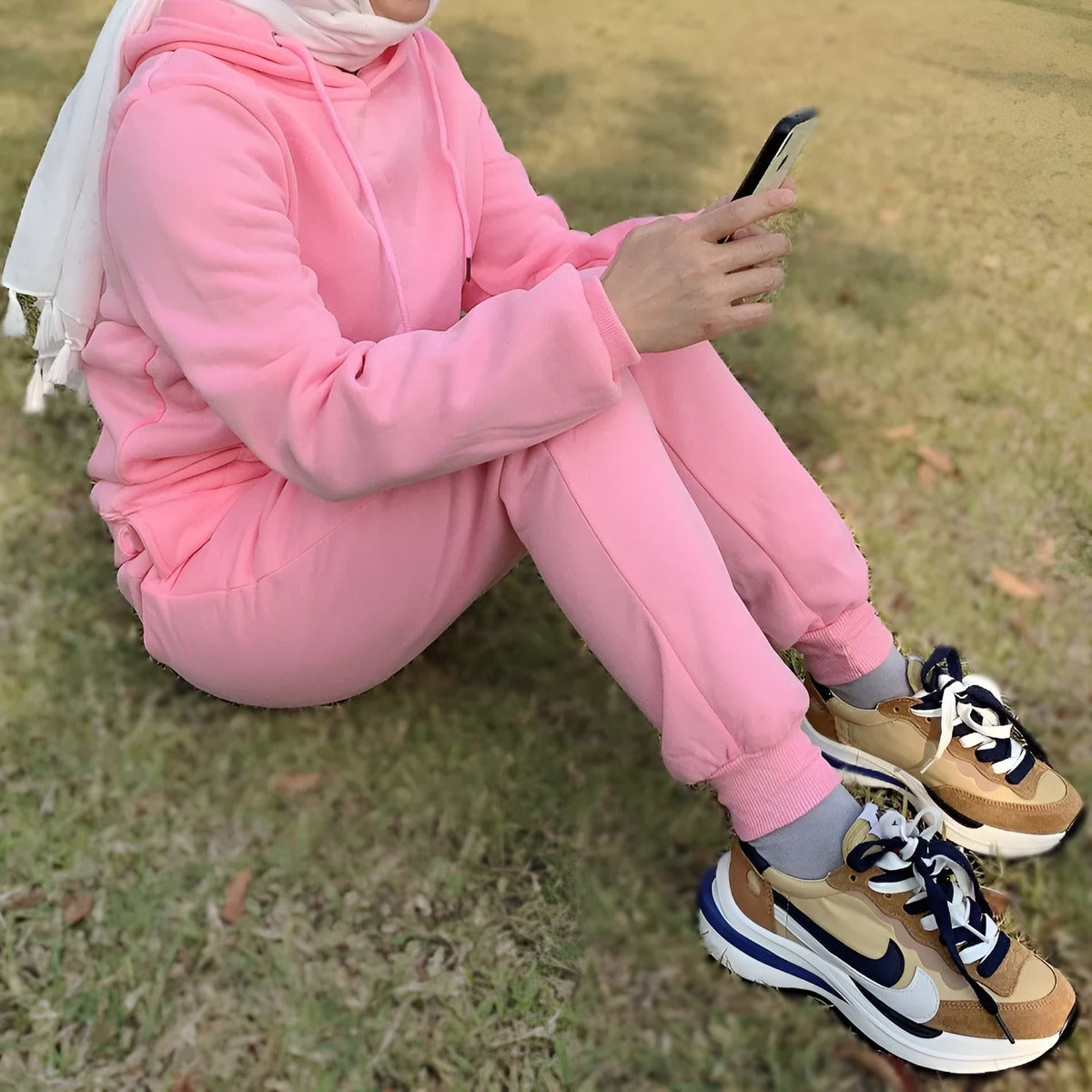 fleece modest tracksuit pink