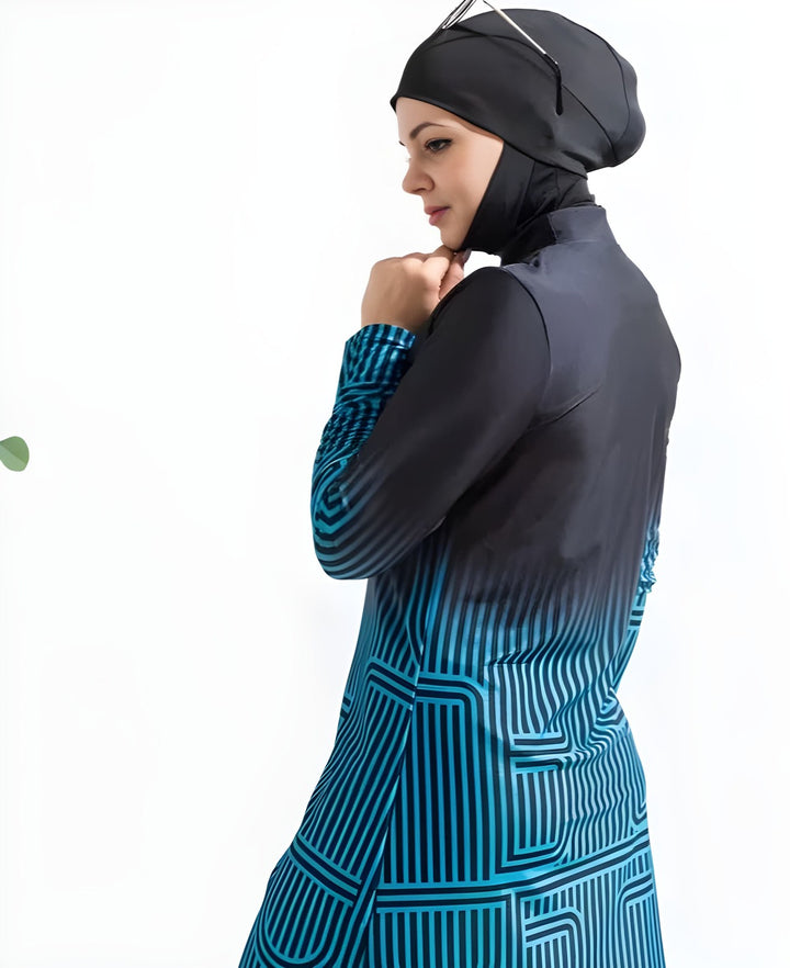 geometric modest swimming muslim girl wearing