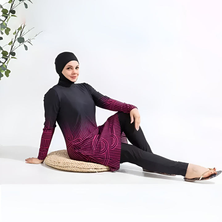 geometric red burkini