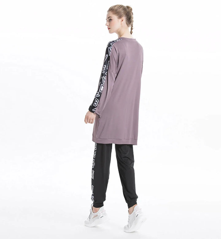 purple long top Jogging Modest Sportswear Set