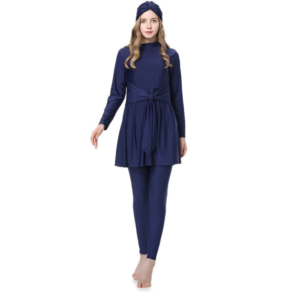 navy blue plus modest swimwear