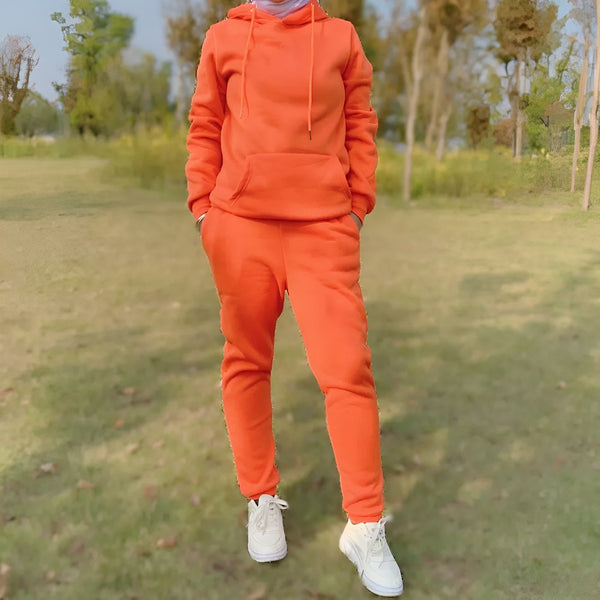 orange  fleece modest tracksuit