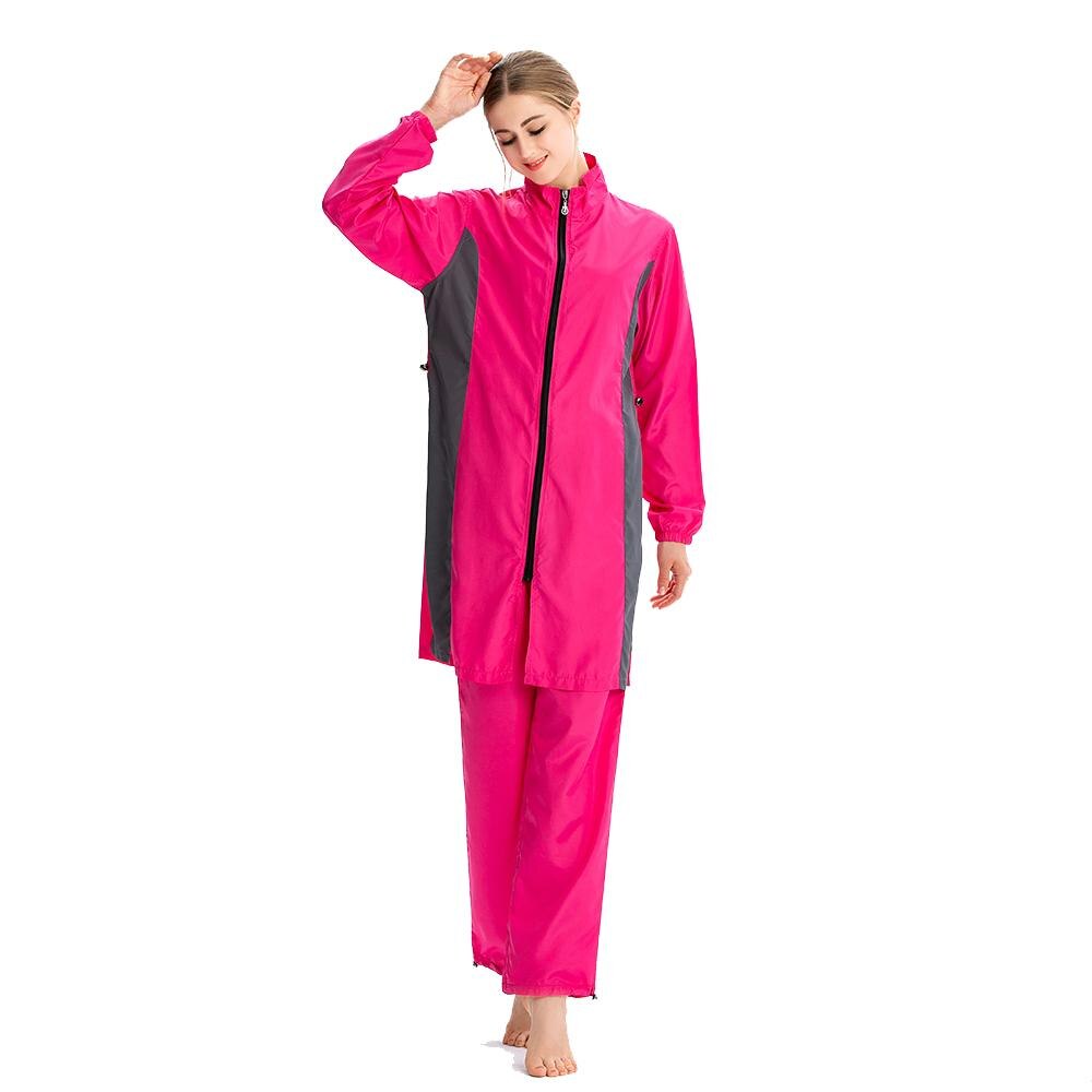 pink Modest Swimsuit Full Cover Beachwear Burkini