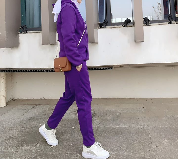 purple fleece modest tracksuit