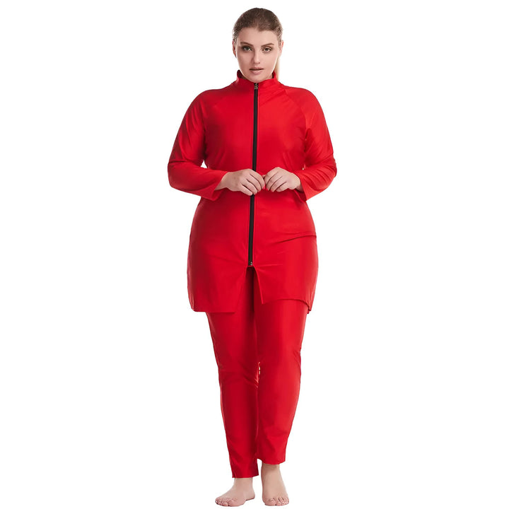 red Plus Size Modest Swimwear