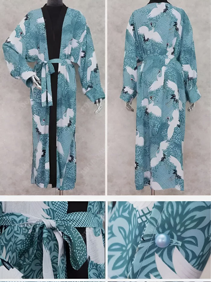 tropical birds kaftan beach cover up