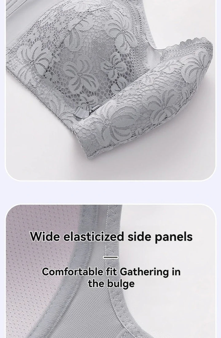 wide elasticized side panels embroidery sports bra