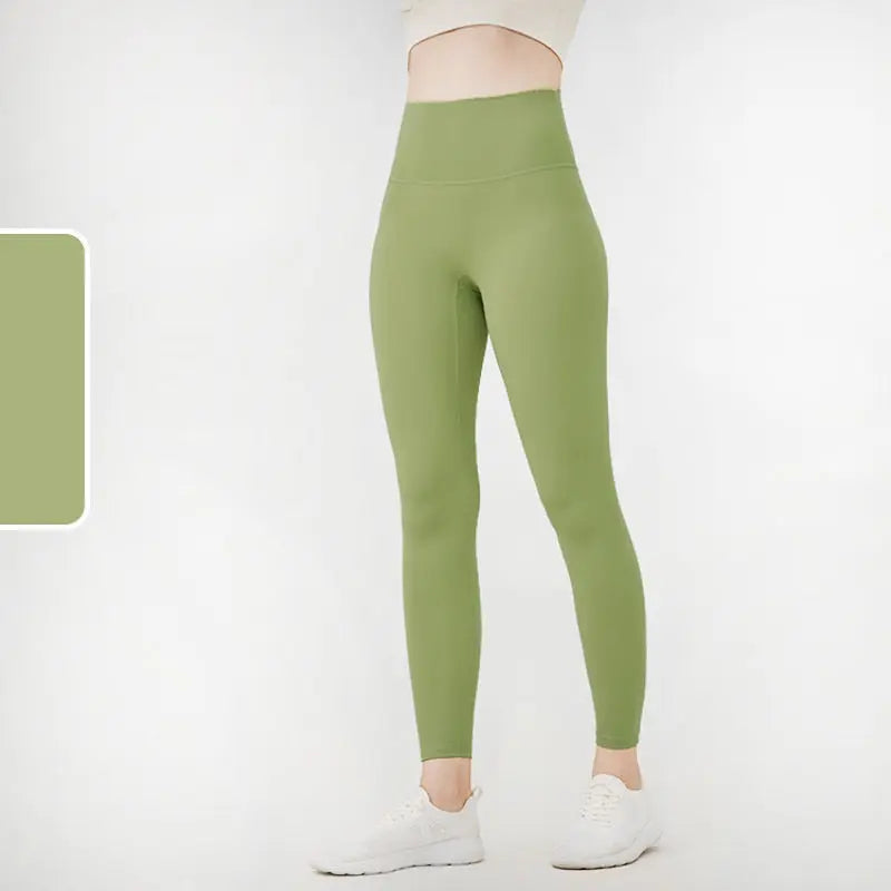 green Naked Feel Seamless Yoga Leggings 