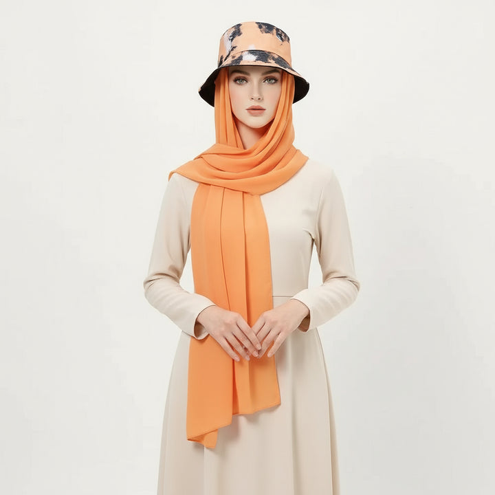 ChicDye: Fashionable Chiffon Hijab Cap Orange