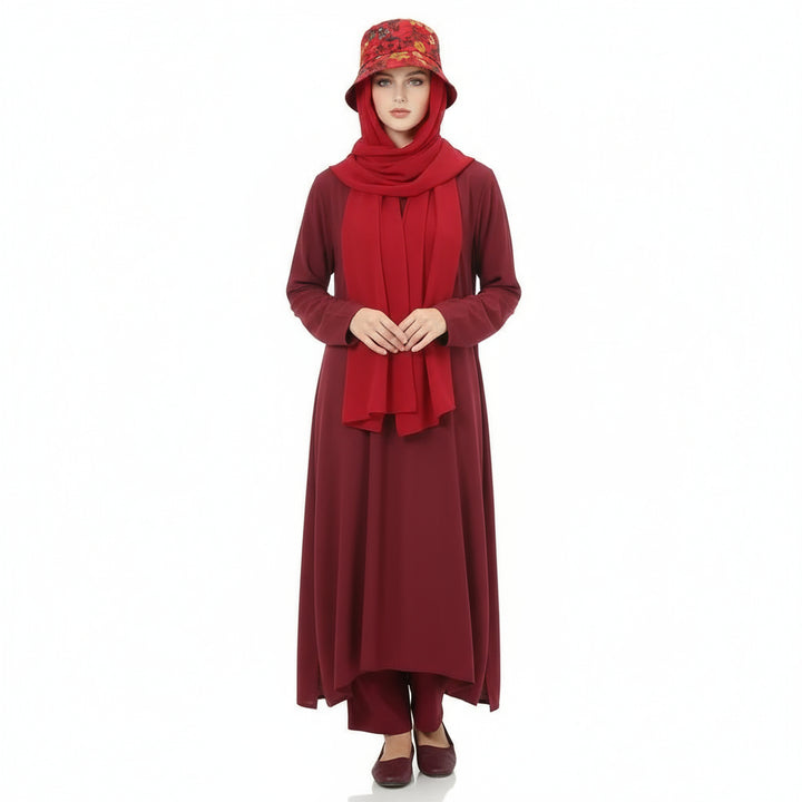 ChicDye: Fashionable Chiffon Hijab Cap Red-Yellow Flowers