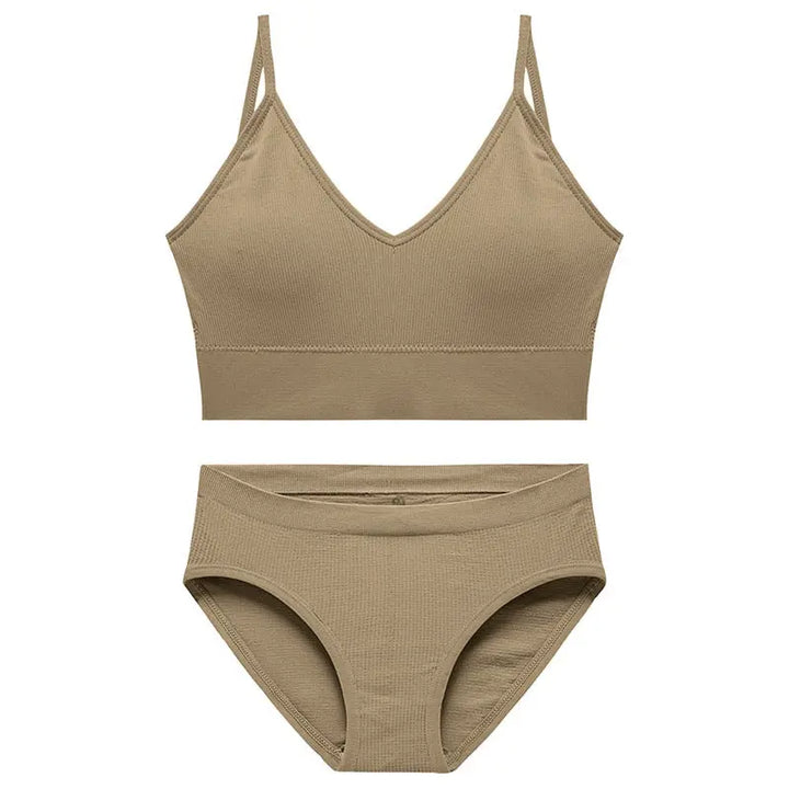 Seamless Sports Bra set Khaki M for 88lbs-125lbs ( 40-55kg)