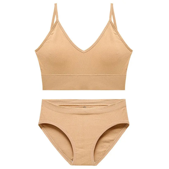 Seamless Sports Bra set Beige M for 88lbs-125lbs ( 40-55kg)