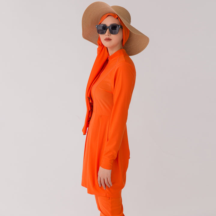 Hijab detail included with the Islamic swimming suit