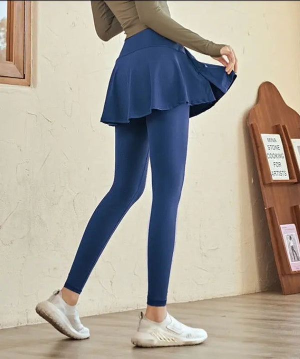 Liora Skirt high waist skirted leggings in Denim Blue