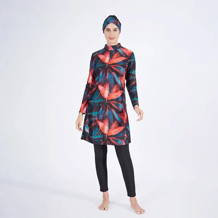 Wolfroof Modest Swimwear Sets-3pcs Flamingo