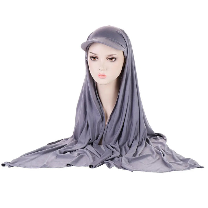 Moderne Jersey Hijab Baseball Cap Scarf Purple/Gray