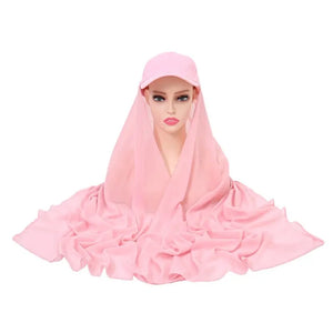 pink Jersey Hijab with Baseball Cap