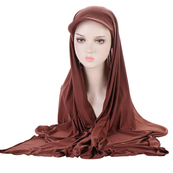 Moderne Jersey Hijab Baseball Cap Scarf Brown