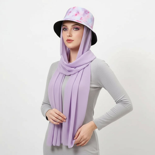 chiffon hijab cap set blush petal